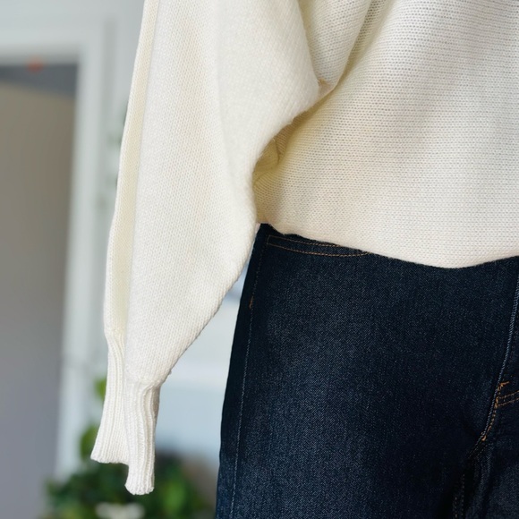 Sequin Embellished Sweater – White Knit with Black & Silver Accents - Picture 5 of 12